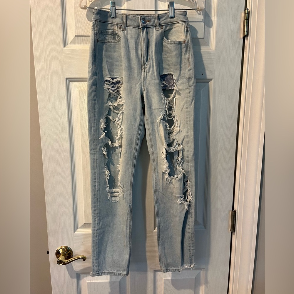American Eagle Outfitters Distressed Light Blue Denim